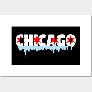 Chicago Flag Skyline Posters and Art